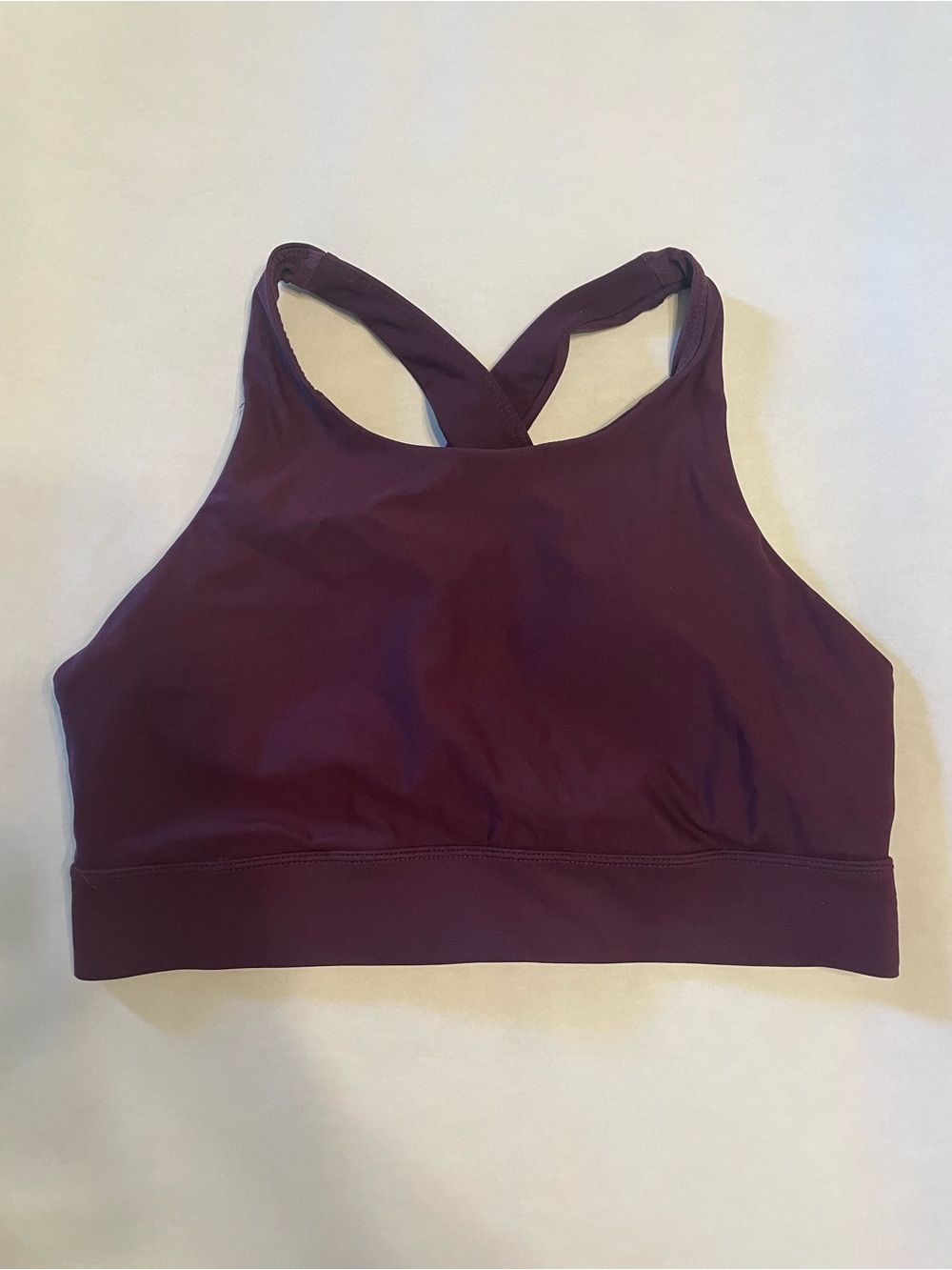 Eggplant Purple Fabletics High-Neck Sports Bra - Removable Cups